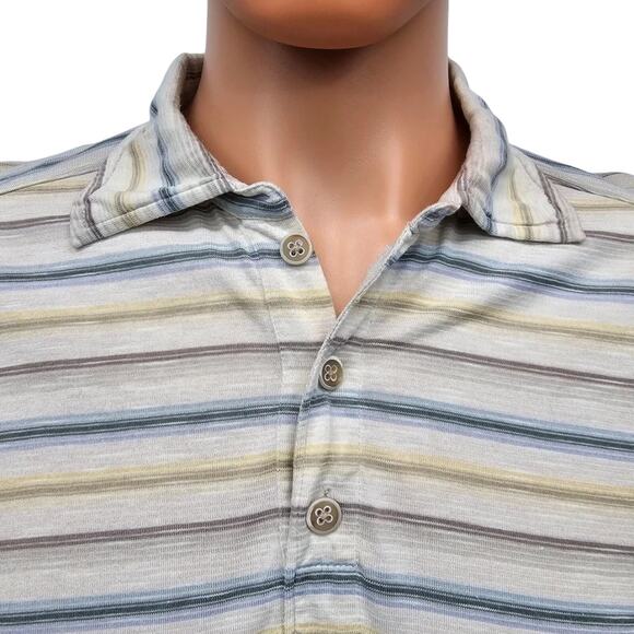 Tommy Bahama Polo Shirt Silk Cotton Men L Multicolor Striped Short Sleeves - Picture 4 of 13